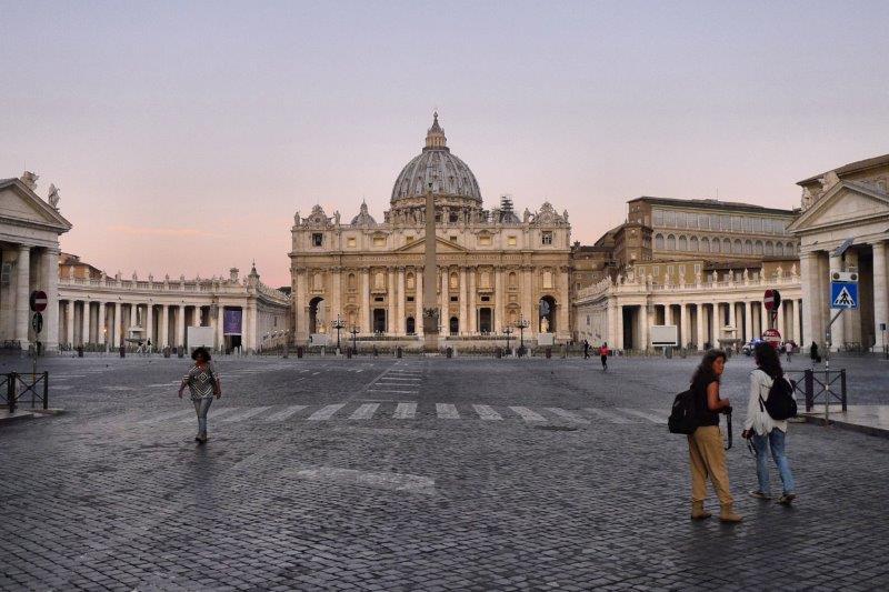 St. Peter's Square at 7 AM is quiet when it's not audience day.