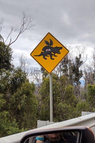Tasmanian Devil warning sign