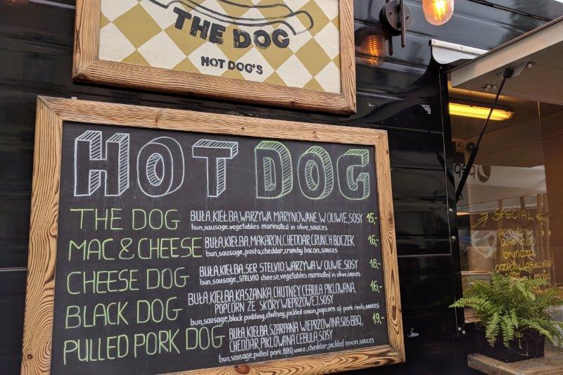 Hot dog menu
