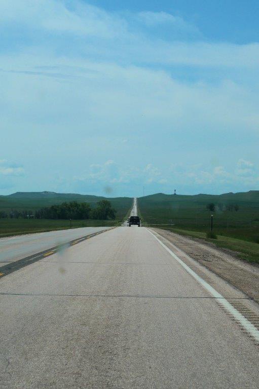 Straight road in North Dakota.